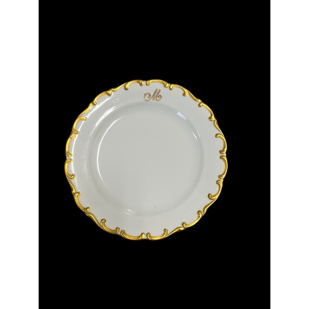 Schumann Arzberg Bavaria White Elegance Gold Encrusted Monogram Plates Set of 5 - Picture 2 of 11